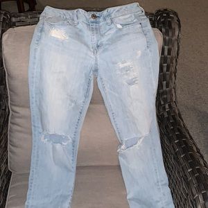 AE super stretch distressed skinny jeans
